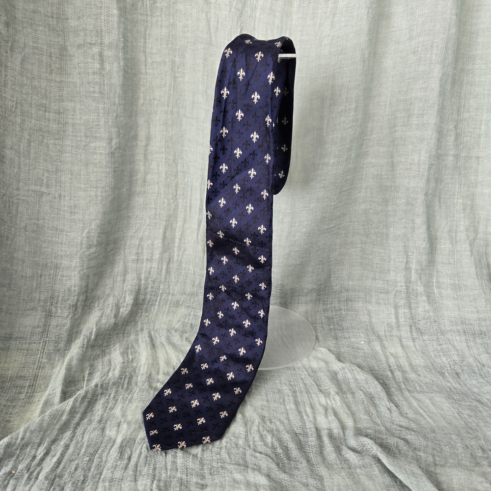ATESETA‎ Como-Firenze Men's Neck Tie Made in Italy 100% Silk Fleur de Lis Design
